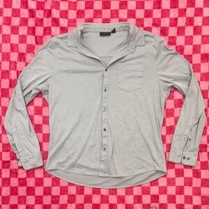 Marc Anthony Heather Light Gray Dlim Fit Long-Sleeve Button Down Shirt